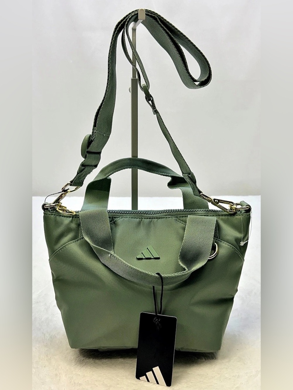 ADIDAS Premium Mini Tote Crossbody in Silver Green/Gold Metallic NWT